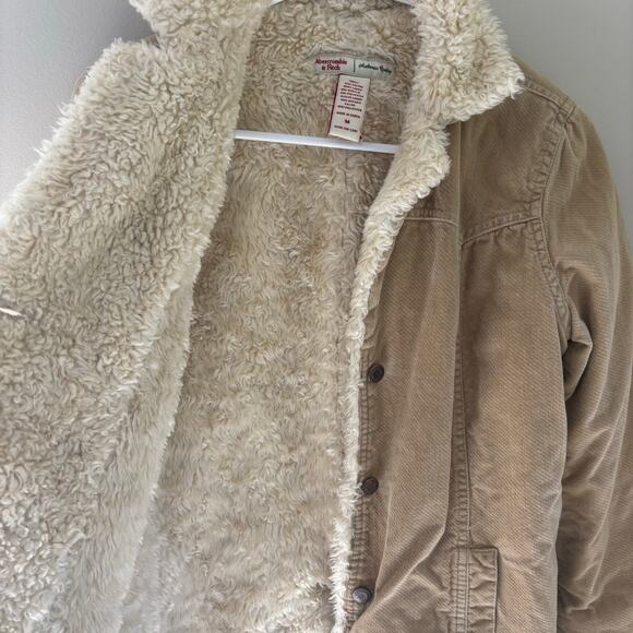 Abercrombie & Fitch Vintage Y2K Tan Velvet Sherpa Jacket Size M - Picture 10 of 11